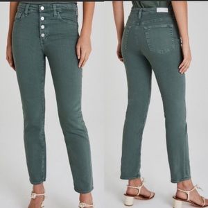 AG Isabelle Button Up High Rise Jeans Size 25 in Green 🆕 Retail $215!!!